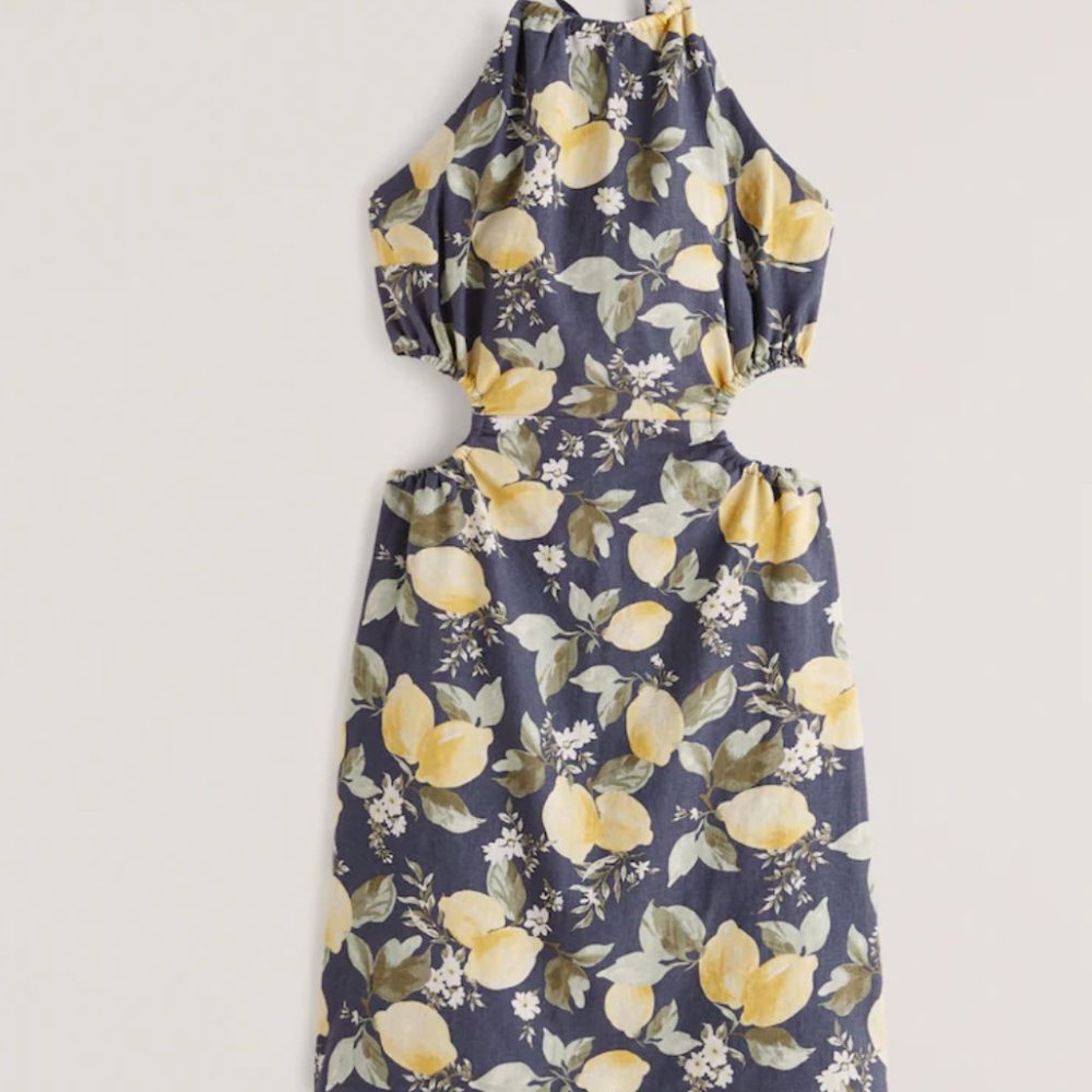 Abercrombie & Fitch Lemon Cutout Halter Dress